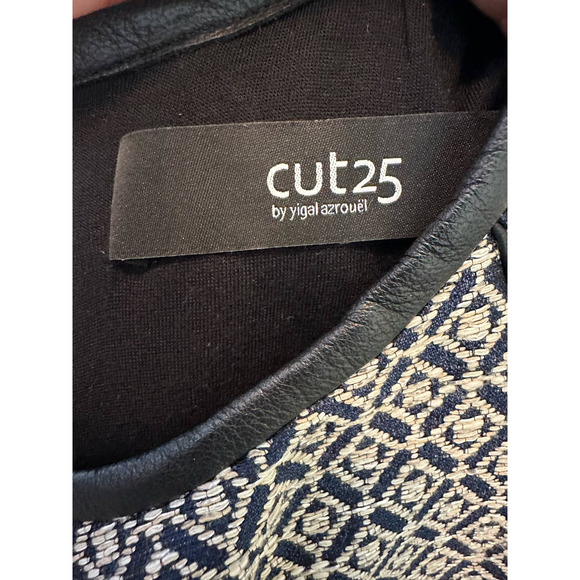 Yigal Azrouel Two Tone Jacquard Leather Scuba Paneled Pencil Dress size 6 - Picture 5 of 15